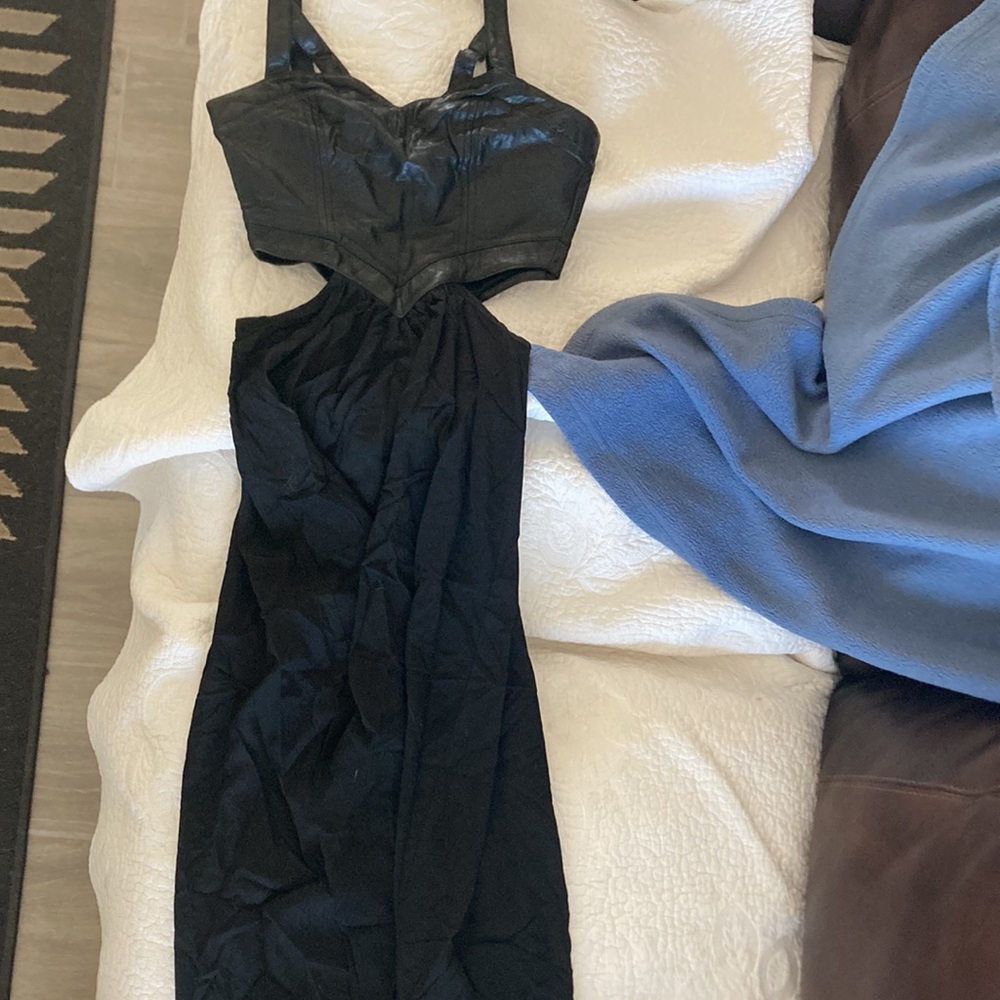 Nastygal pleather strappy hi-low dress.